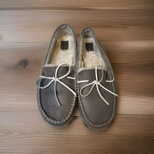 UGG Dakota Shearling Moccasin Loafer Slippers Women's Size 8 Seal Gray 1092131